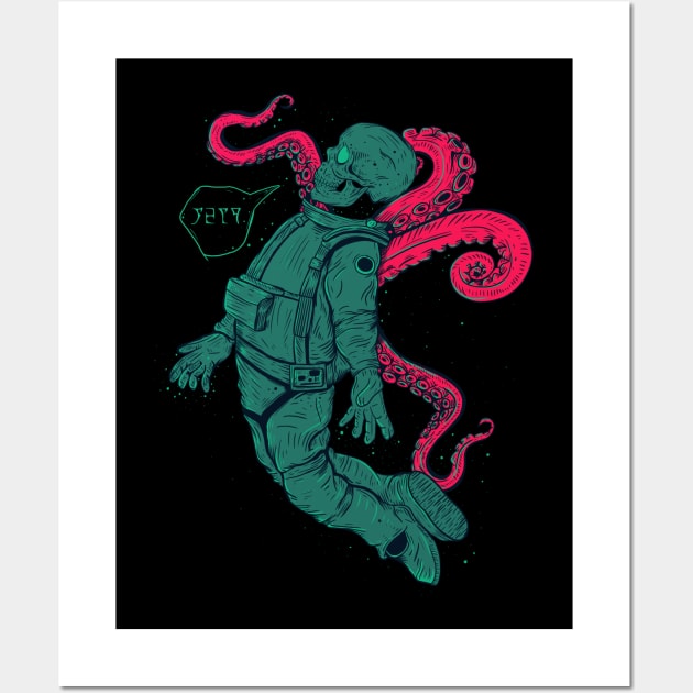 Cthulhu Skull Astronaut Wall Art by Jess Adams